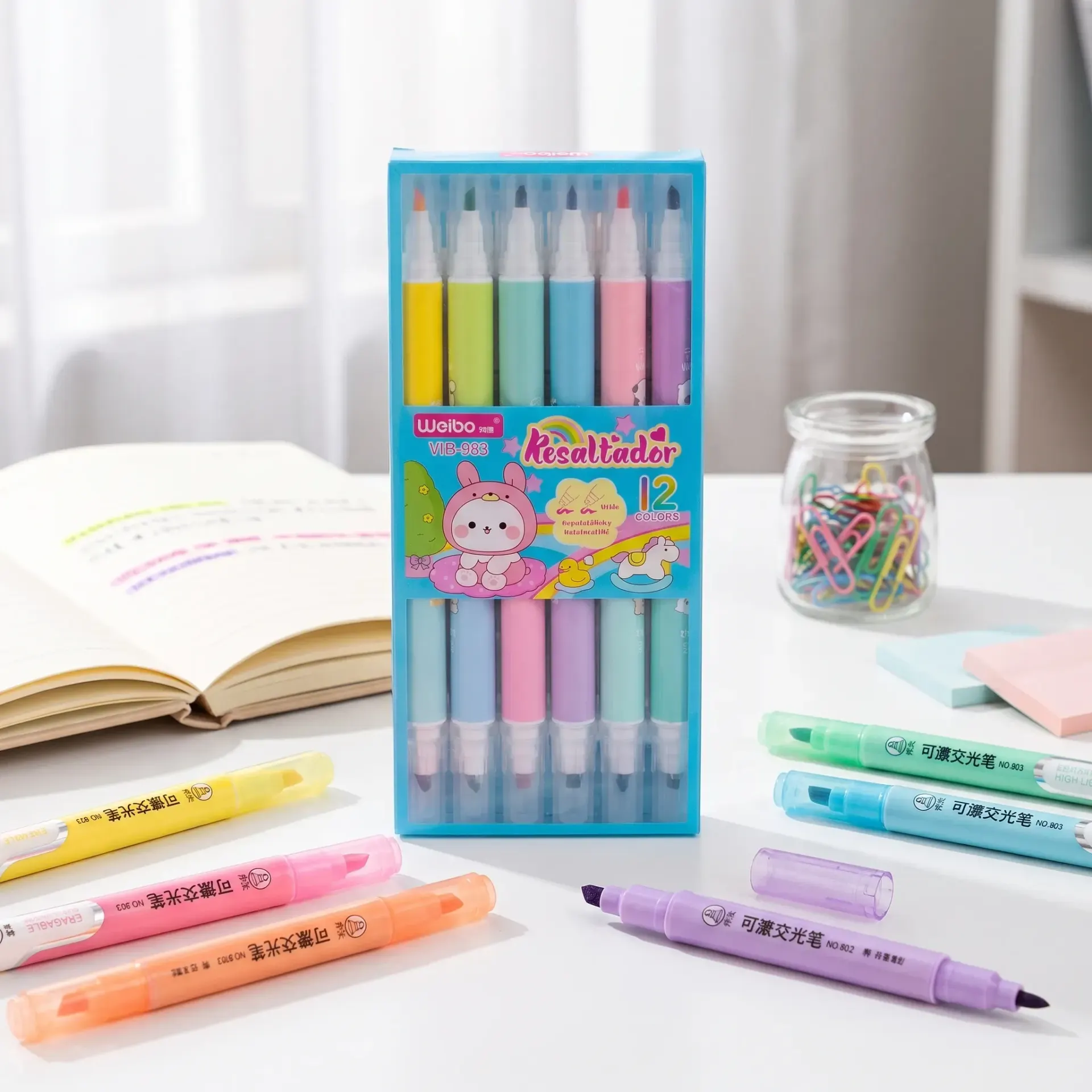 2-in-1 Dual Tip Highlighter & Marker Pen Set – Premium Quality, Assorted Pastel Colors, Double-Ended Highlighter Markers for Study, Notes, Journaling, School & Office | Buy2Enjoy