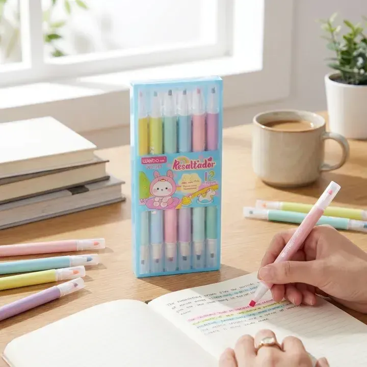 2-in-1 Dual Tip Highlighter & Marker Pen Set – Premium Quality, Assorted Pastel Colors, Double-Ended Highlighter Markers for Study, Notes, Journaling, School & Office | Buy2Enjoy