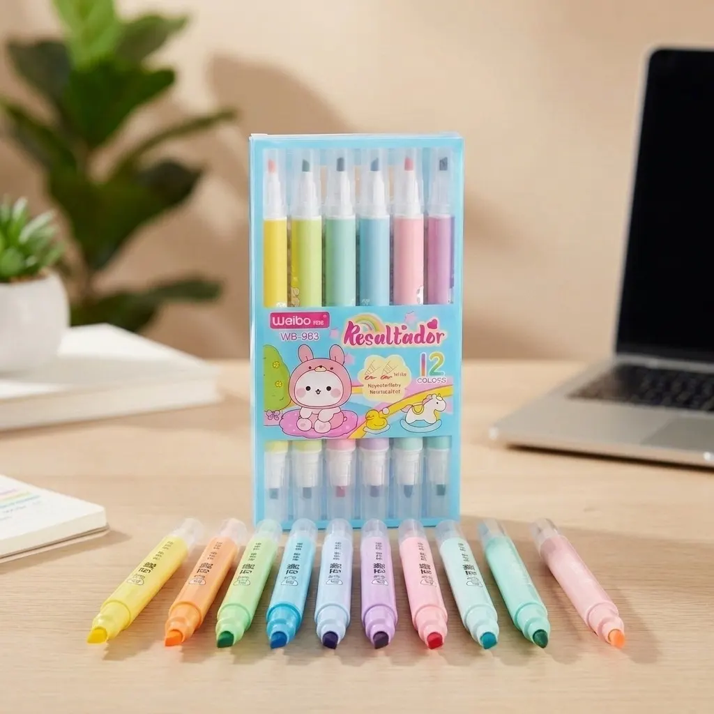 2-in-1 Dual Tip Highlighter & Marker Pen Set – Premium Quality, Assorted Pastel Colors, Double-Ended Highlighter Markers for Study, Notes, Journaling, School & Office | Buy2Enjoy