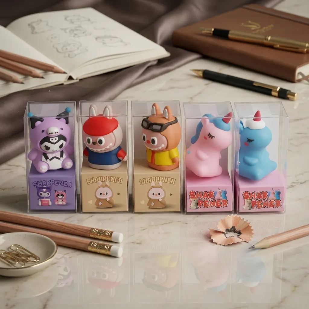 Cute Cartoon Animal Rolling Friends Pencil Sharpener – Manual Hand-Crank Pencil Cutter, Adorable Pink Design for Kids & Students, School & Office Stationery Gift | Buy2Enjoy