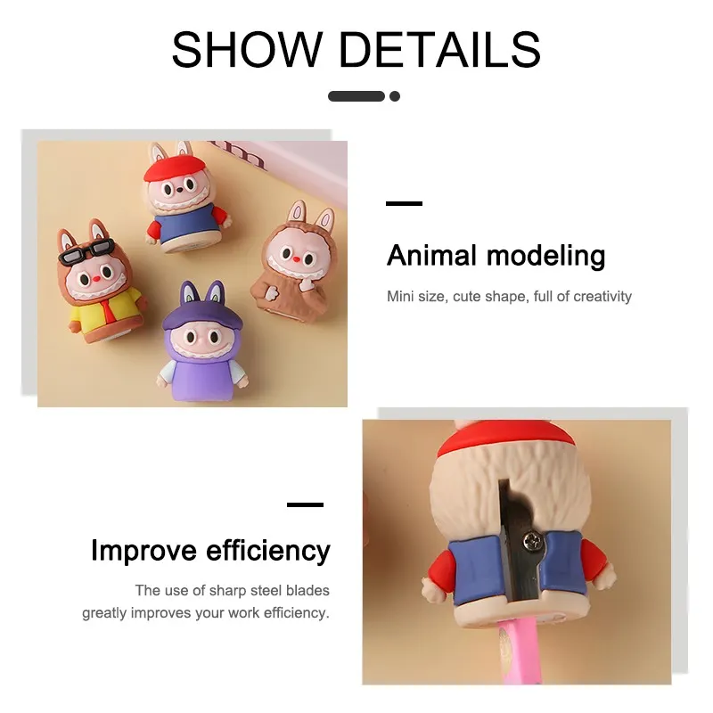 Cute Cartoon Animal Rolling Friends Pencil Sharpener – Manual Hand-Crank Pencil Cutter, Adorable Pink Design for Kids & Students, School & Office Stationery Gift | Buy2Enjoy