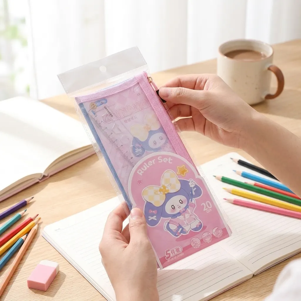 Cute Geometry Ruler Set for Kids – 4 Pcs Unique Design Plastic Geometry D Set with Rulers & Mathematical Instruments for Students, Girls & Boys | Buy2Enjoy