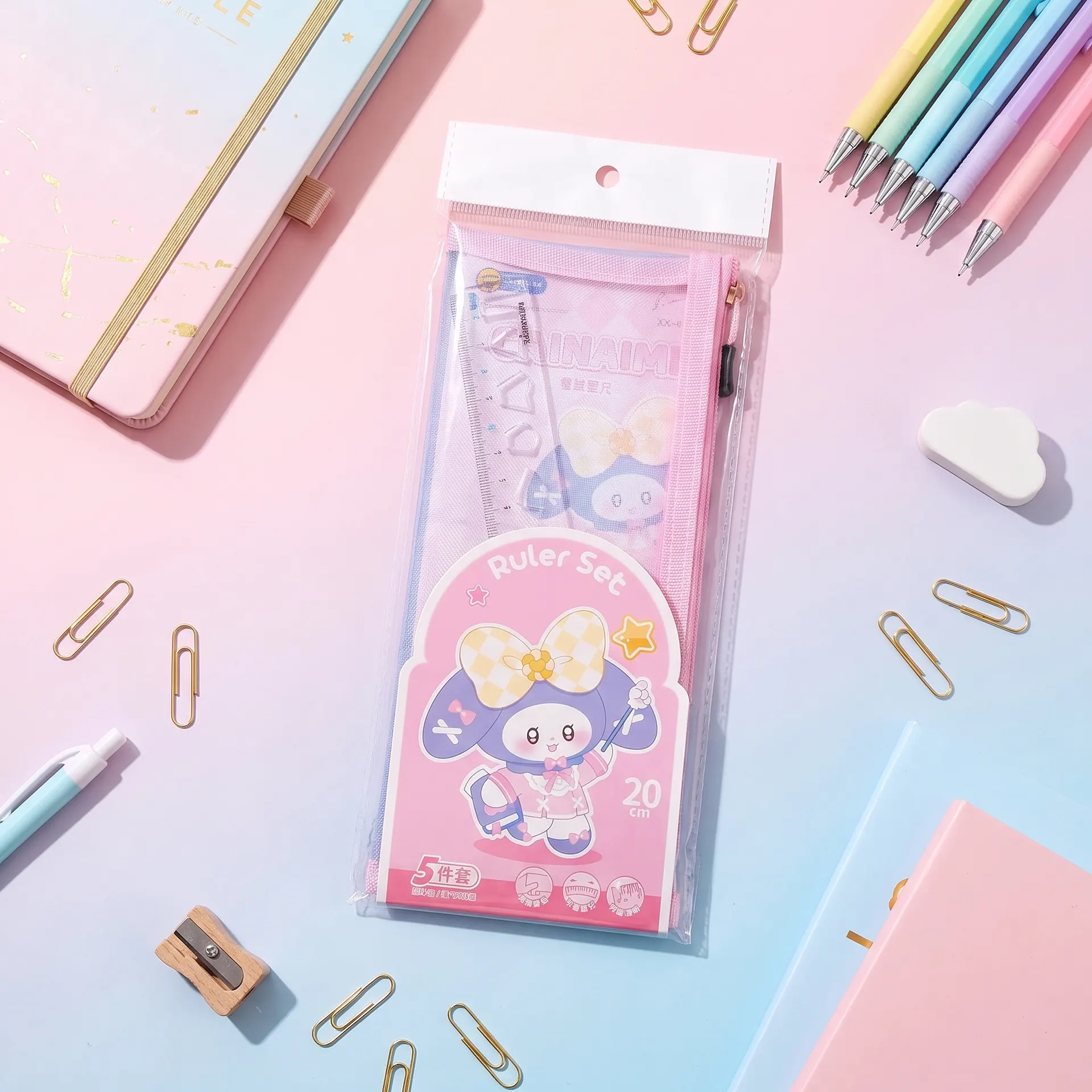 Cute Geometry Ruler Set for Kids – 4 Pcs Unique Design Plastic Geometry D Set with Rulers & Mathematical Instruments for Students, Girls & Boys | Buy2Enjoy