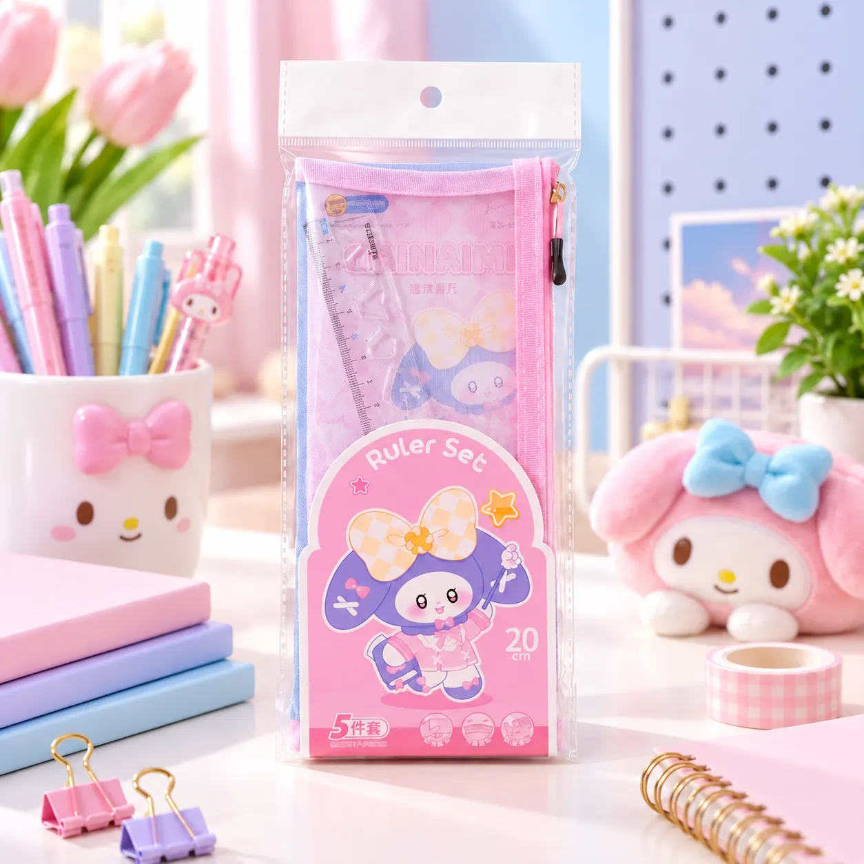 Cute Geometry Ruler Set for Kids – 4 Pcs Unique Design Plastic Geometry D Set with Rulers & Mathematical Instruments for Students, Girls & Boys | Buy2Enjoy