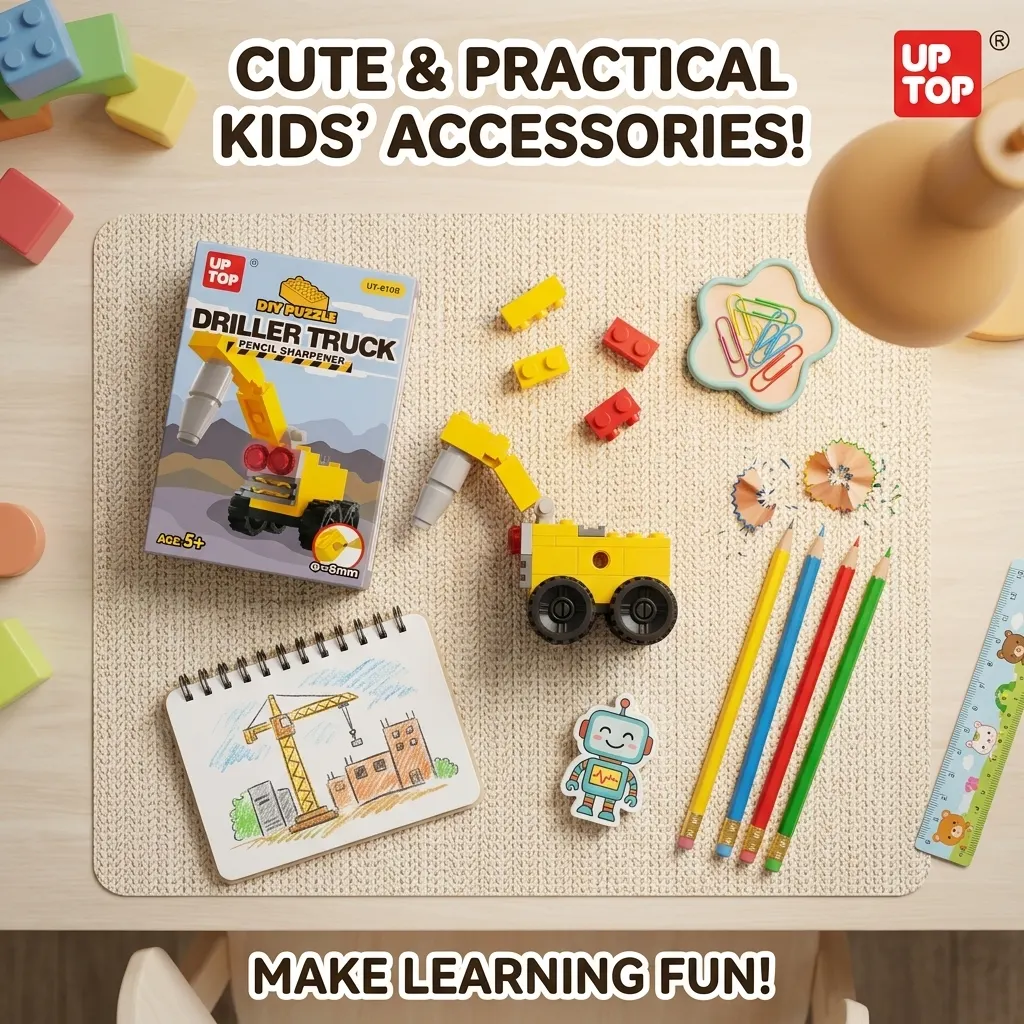 DIY Puzzle Brick Building Block Pencil Sharpener Driller Truck Design, Creative Construction Toy & Manual Pencil Cutter for Kids, Students, School Stationery Gift | Buy2Enjoy