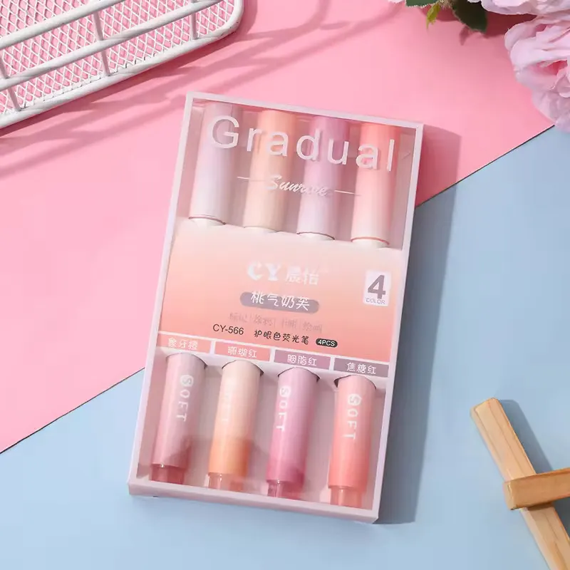 Dreamy Gradual Kawaii High Quality Multishade Gradient Highlighters eye protect highlighter pens 4 PCS Pastel Highlighter | Buy2Enjoy