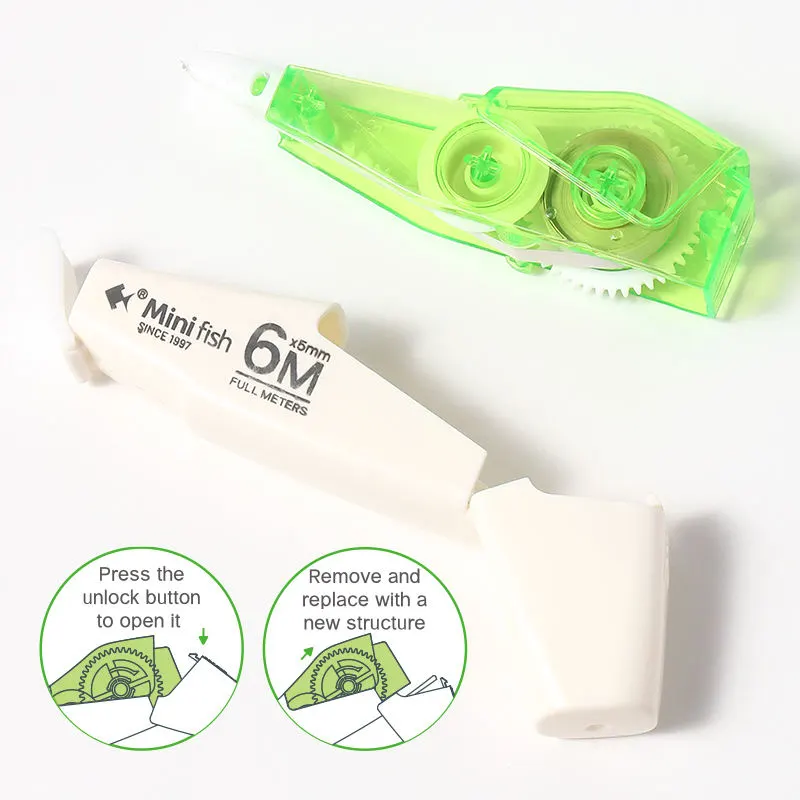 DZLING Correction Tape 5m × 5mm, Smooth Instant Dry White Correction Roller, Mess Free PET Tape for School, Office & Home | Buy2Enjoy