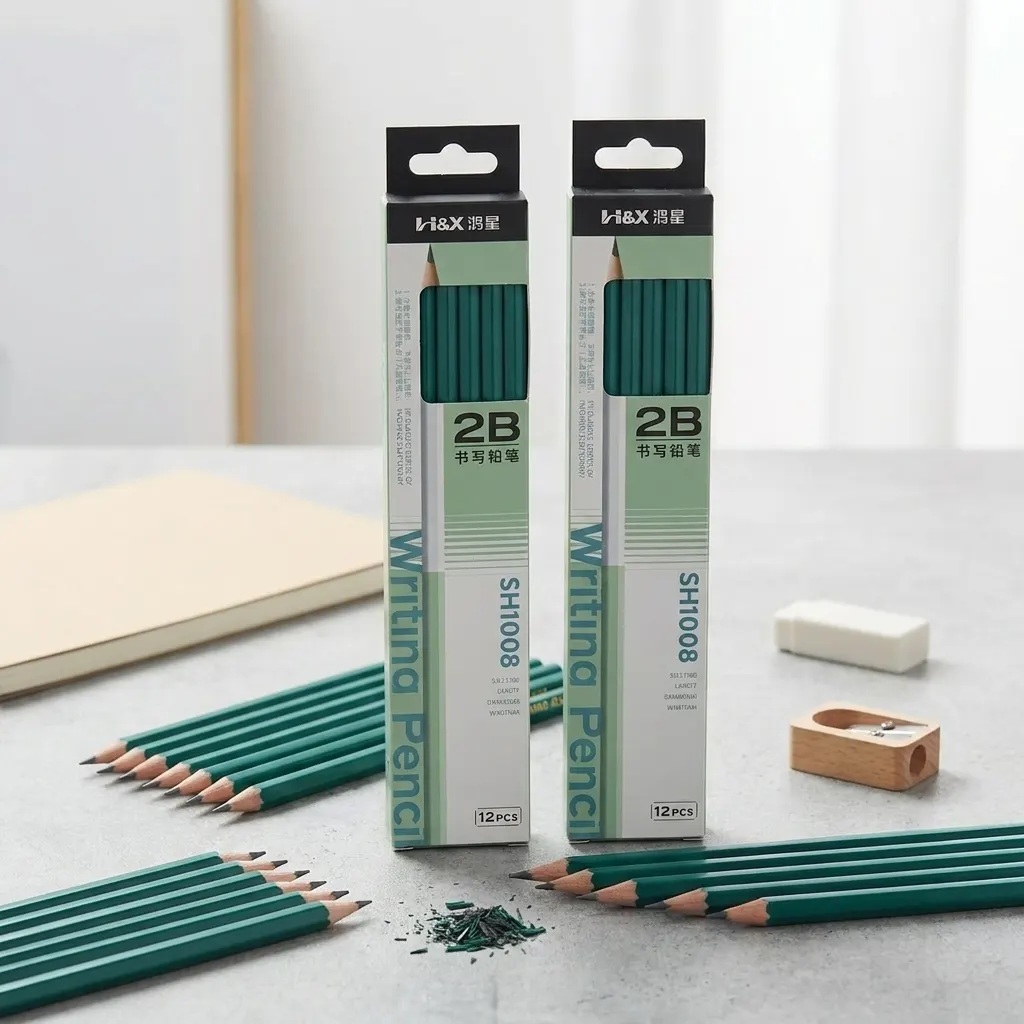 H&X Hongxing SH1008 Premium 2B Pencils – 12 Pcs Classic Aesthetic Writing, Drawing & Sketching Pencil Set, Smooth Dark Graphite Lead for School, Office & Artists | Buy2Enjoy