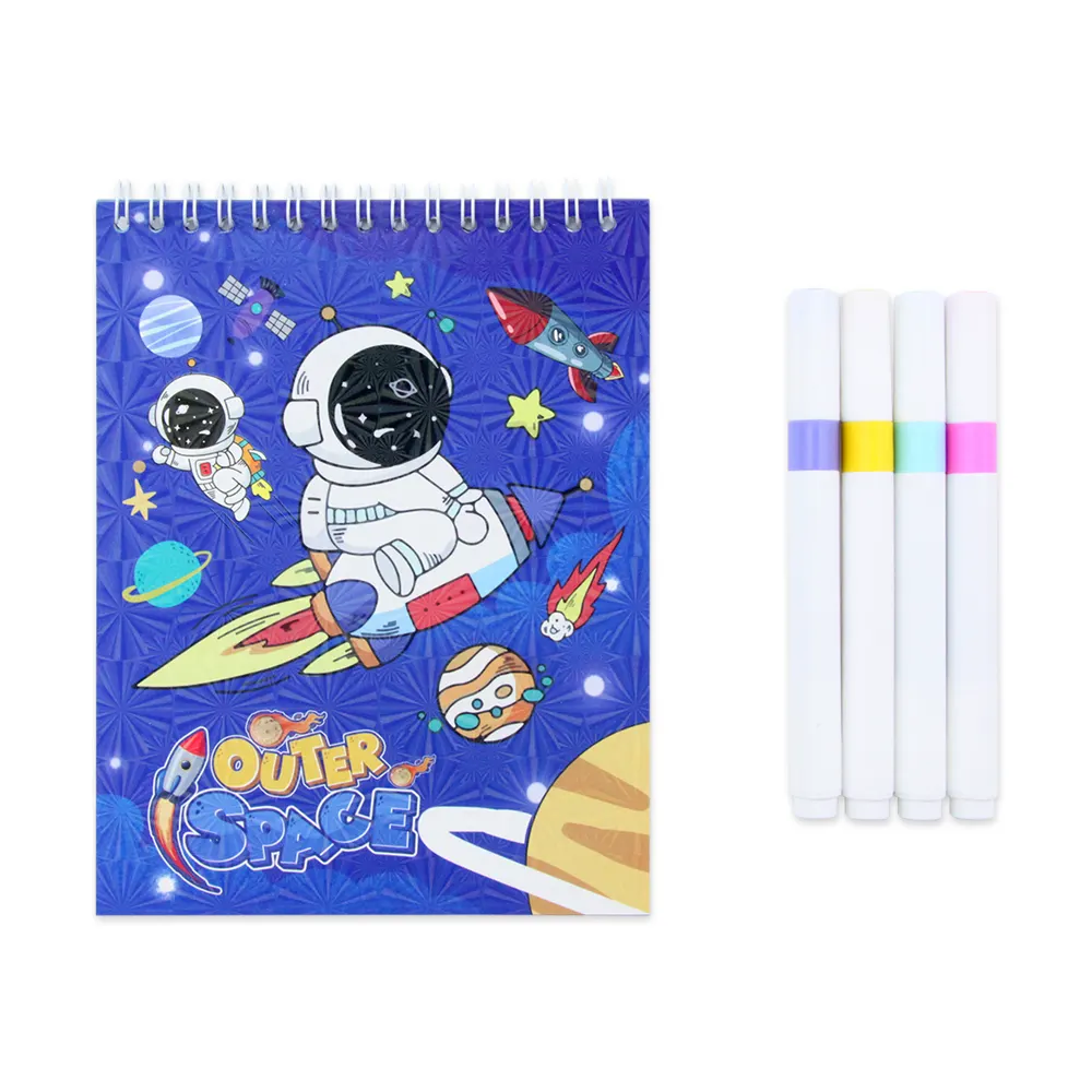 Kids Coloring Book & Watercolor Pens Set Spiral-Bound Drawing Notebook with 4 Washable Triangle Markers, Cute Designs, Creative Art & Painting Kit for Girls, Boys, School Activities & Gifts | Buy2Enjoy