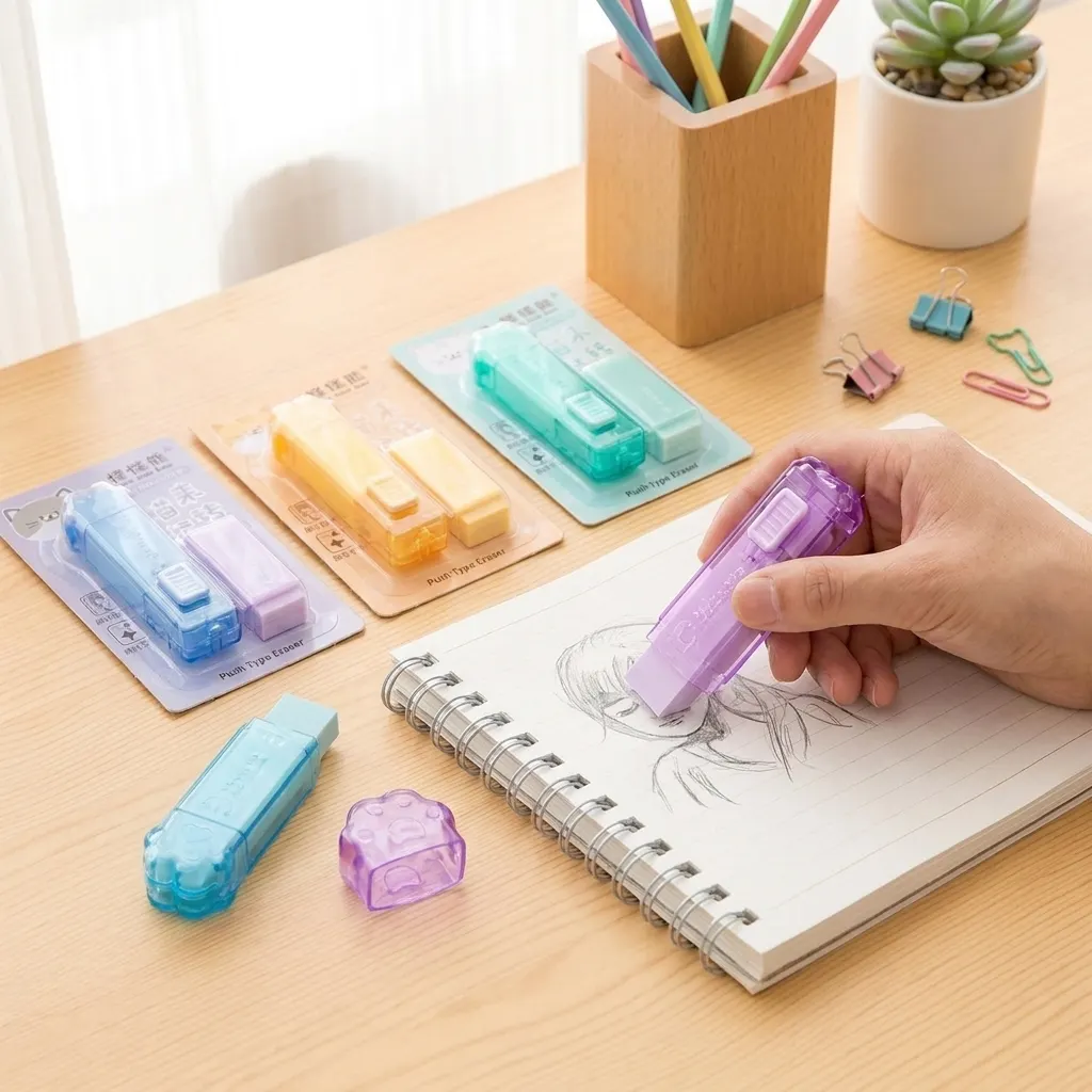 Mechanical Pencil Eraser with Free Refill – Push Type Retractable Sliding Precision Eraser for Drawing, Sketching, School & Office Use | Buy2Enjoy.PK