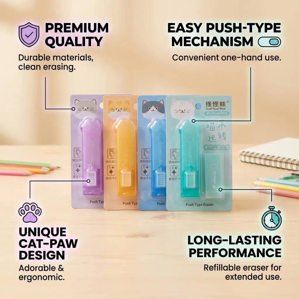Mechanical Pencil Eraser with Free Refill – Push Type Retractable Sliding Precision Eraser for Drawing, Sketching, School & Office Use | Buy2Enjoy.PK