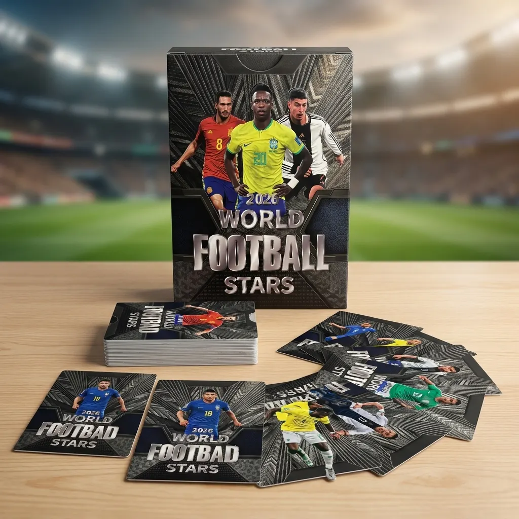 New 2026 WFS World Football Stars Trading Cards Mega Pack – 55 Pcs Gold, Silver & Black Plastic Cards | Master, Legend & Rookie Collector Set | Buy2Enjoy.PK