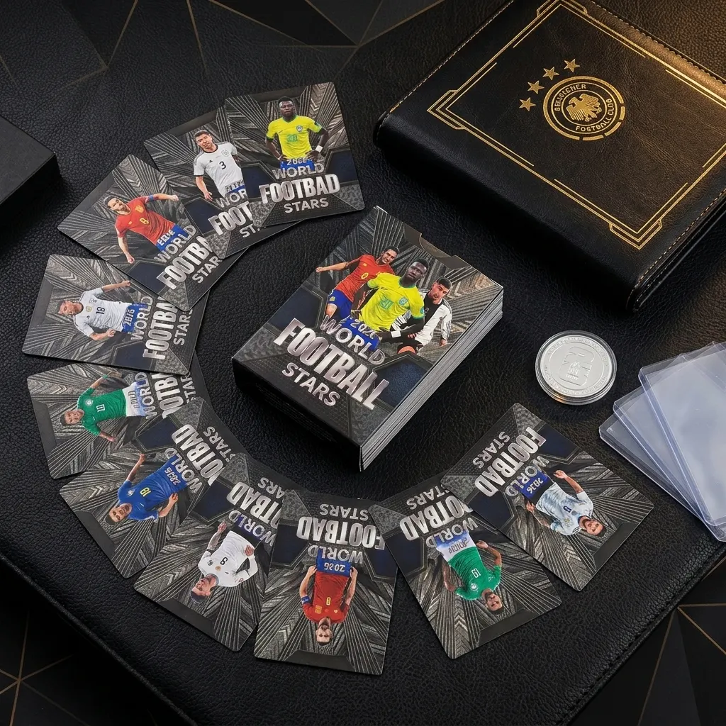New 2026 WFS World Football Stars Trading Cards Mega Pack – 55 Pcs Gold, Silver & Black Plastic Cards | Master, Legend & Rookie Collector Set | Buy2Enjoy.PK