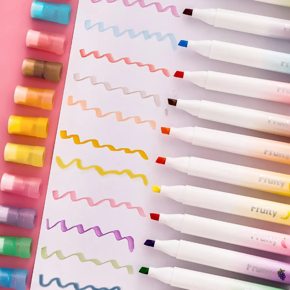Pack of 5 Double-Sided Highlighter Markers with Fine Pointer Tip – Premium Quality Colorful Highlighters for School, Notes, Journaling & Office Use