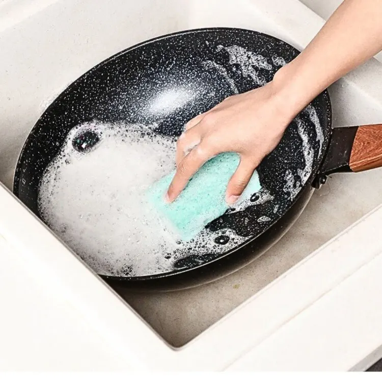 Pack of 5 Double-Sided Kitchen Cleaning Sponges – High Density Non-Stick Dishwashing Scrubber for Pots, Pans, Dishes, Glass & Metal Surfaces | Buy2Enjoy.Pk