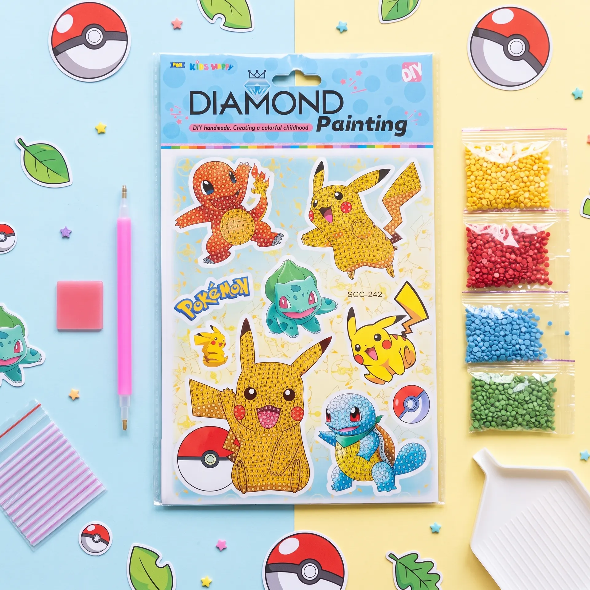 Pokémon DIY Beads Craft Set with Pegboard – Colorful Fuse Bead Art Kit Featuring Pikachu, Charmander, Bulbasaur & Squirtle, Creative Pattern Making, Handmade Character Designs, Fun Arts & Crafts Activity Gift for Kids | Buy2Enjoy