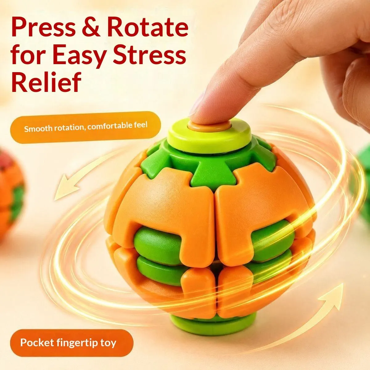 Premium 3D Printed Gear Ball Fidget Toy – Press-to-Spin Rotating Stress Relief Ball, Durable Decompression Spinner for Kids & Adults, Desk & Hand Fidget Toy | Buy2Enjoy