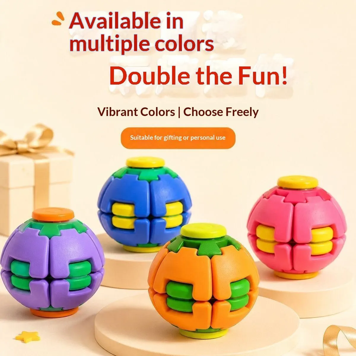 Premium 3D Printed Gear Ball Fidget Toy – Press-to-Spin Rotating Stress Relief Ball, Durable Decompression Spinner for Kids & Adults, Desk & Hand Fidget Toy | Buy2Enjoy