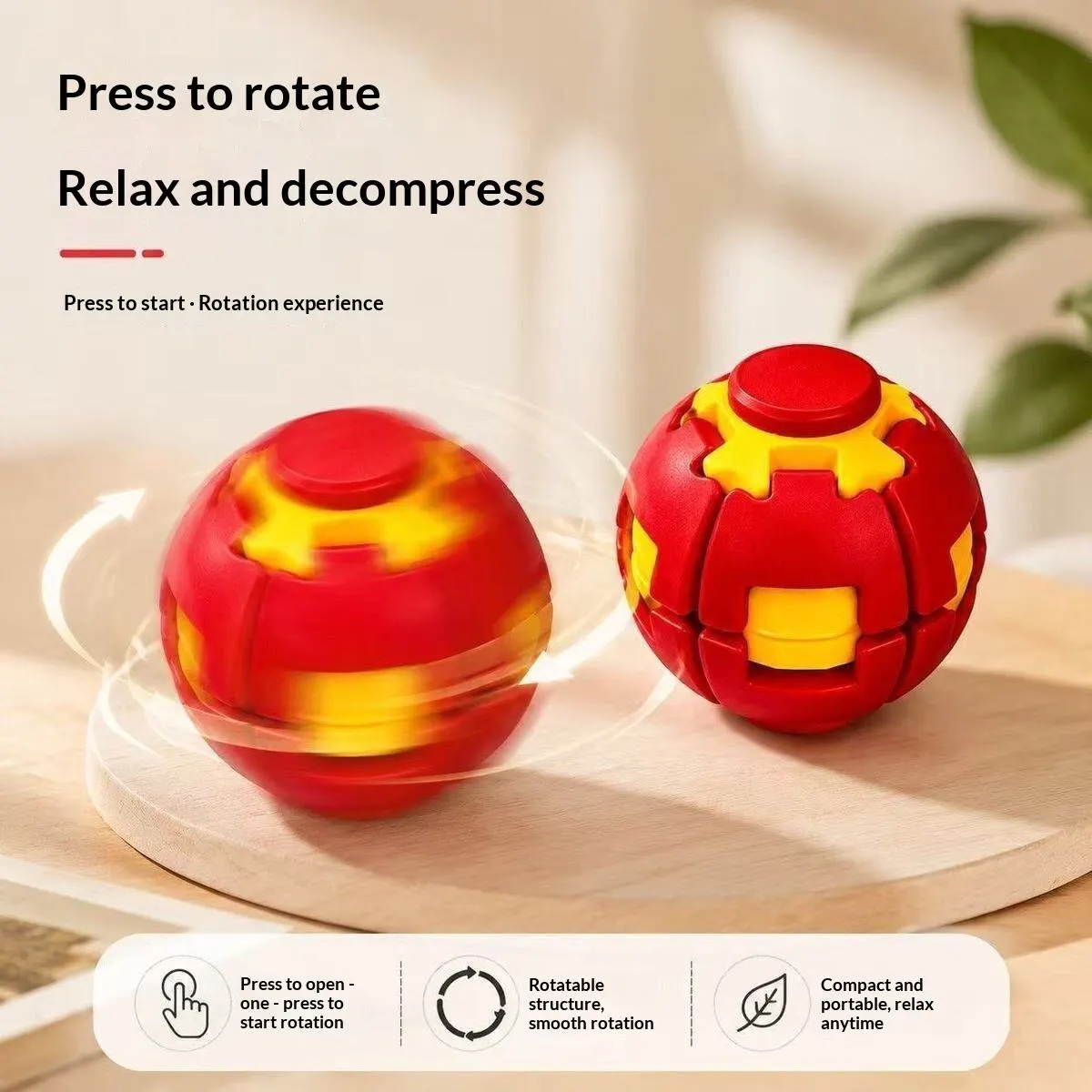 Premium 3D Printed Gear Ball Fidget Toy – Press-to-Spin Rotating Stress Relief Ball, Durable Decompression Spinner for Kids & Adults, Desk & Hand Fidget Toy | Buy2Enjoy