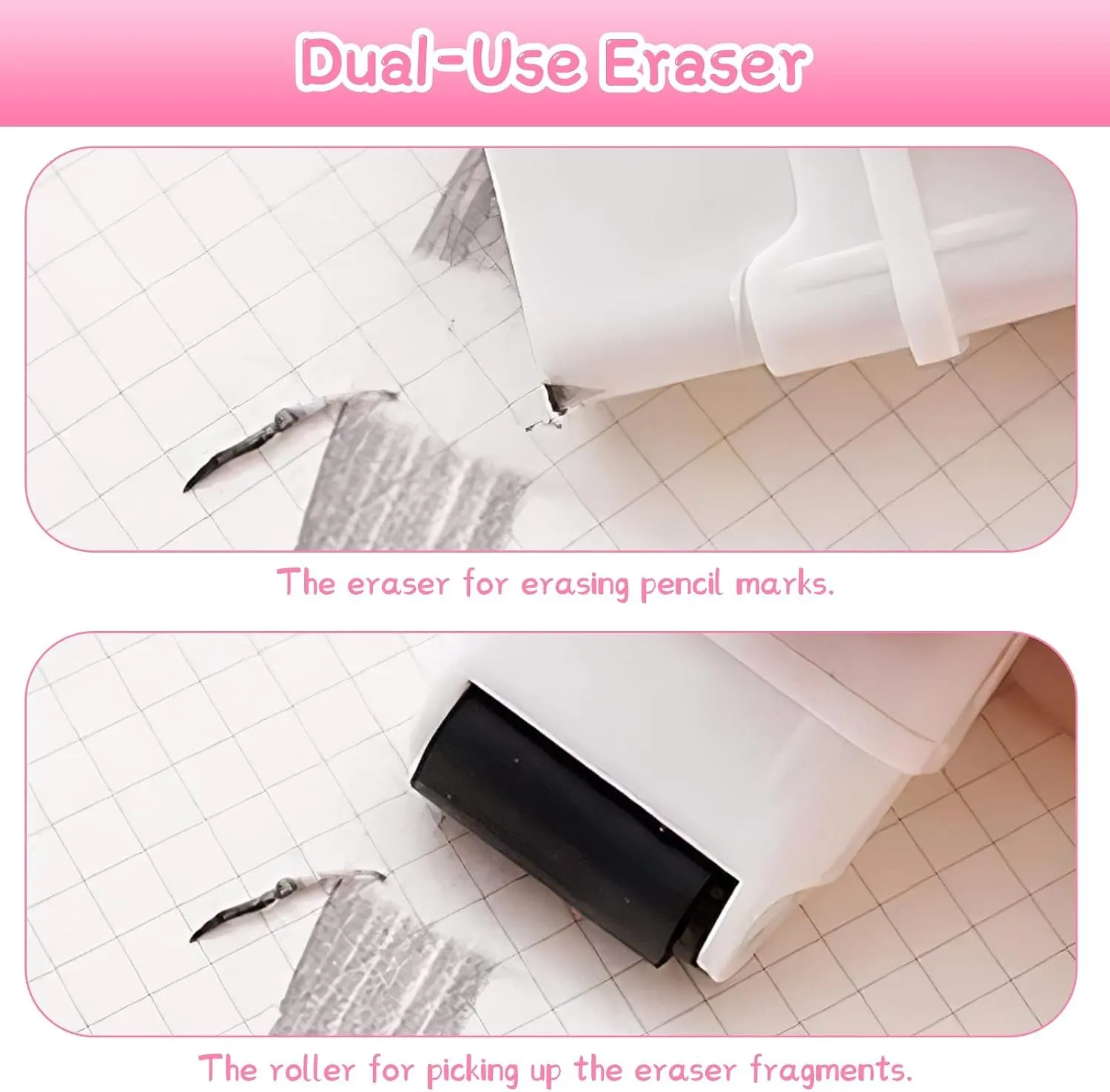 Premium Roller Eraser Cute Cartoon Pencil Erasers with Protective Covers & Dust Collectors High-Quality Colorful Erasers for Kids Students School & Office Stationery | Buy2Enjoy