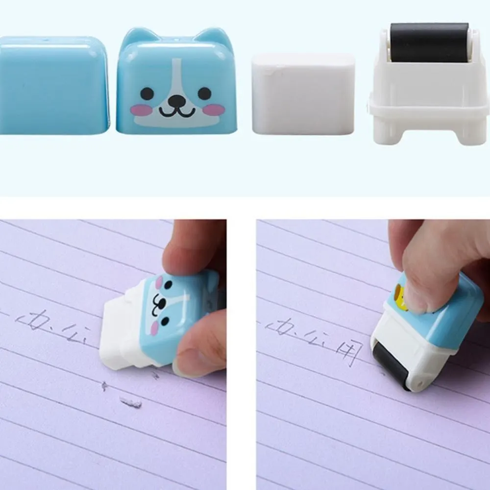 Premium Roller Eraser Cute Cartoon Pencil Erasers with Protective Covers & Dust Collectors High-Quality Colorful Erasers for Kids Students School & Office Stationery | Buy2Enjoy