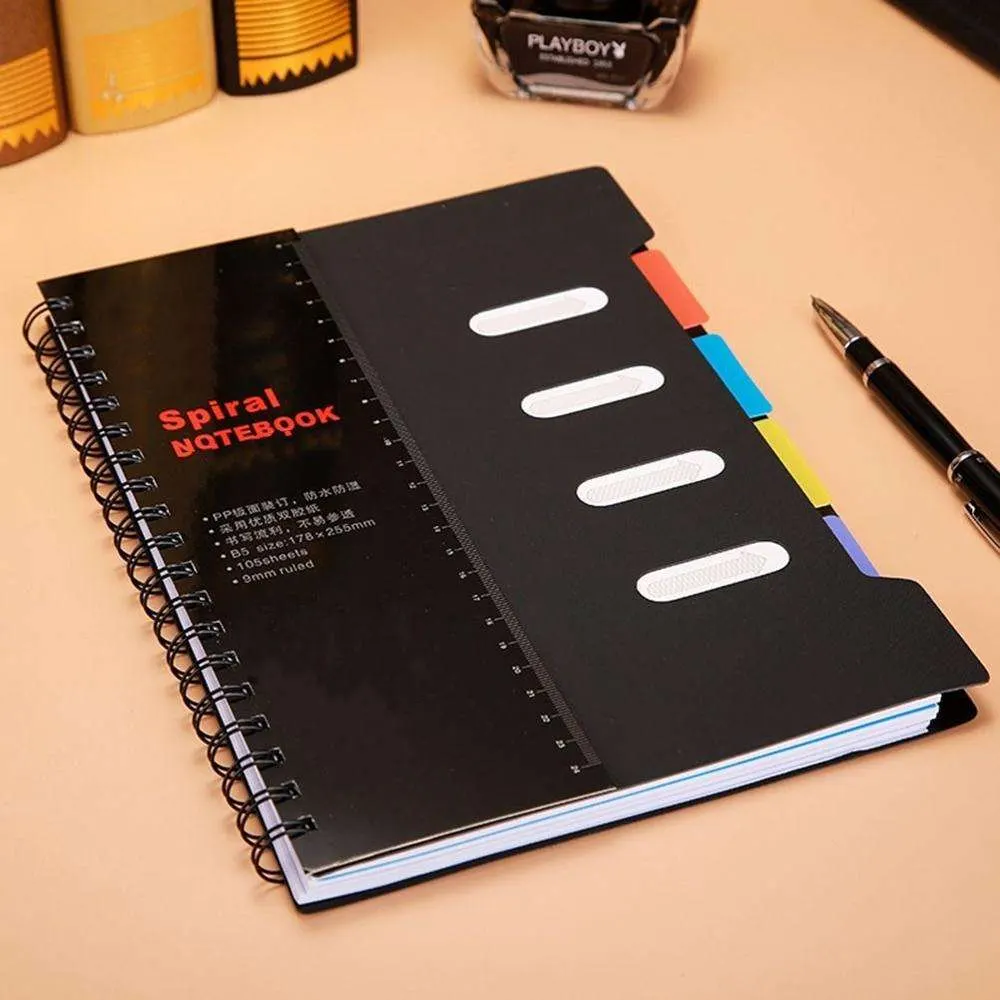 SHEN SHI SS 5850 A6 Premium Aesthetic Spiral Notebook  105 Sheets, 4-Subject Color Dividers, PP Plastic Cover, 8mm Ruled Pages for Planning, Notes, School & Office | Buy2Enjoy