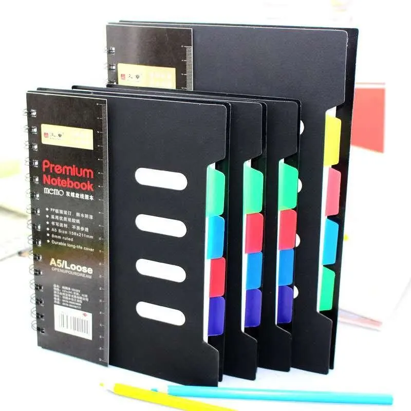 SHEN SHI SS 5850 A6 Premium Aesthetic Spiral Notebook  105 Sheets, 4-Subject Color Dividers, PP Plastic Cover, 8mm Ruled Pages for Planning, Notes, School & Office | Buy2Enjoy