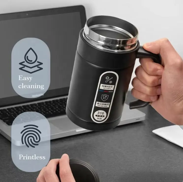 Stainless Steel Coffee Mug 500ML Vacuum Insulated Cup SUS 304/316, Heat Resistant Coffee & Tea Mug with Handle, 6 to 12 Hour Hot and Cold Thermos for Travel, Office & Gym | Buy2Enj