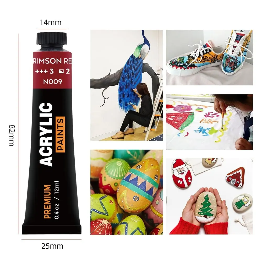 Xin Bowen Premium Acrylic Paint Set – 12 × 12ml Tubes, Imported Artist-Quality Acrylic Colors for Canvas Painting, Crafts, DIY, Art Projects & Creative Artwork | Buy2Enjoy