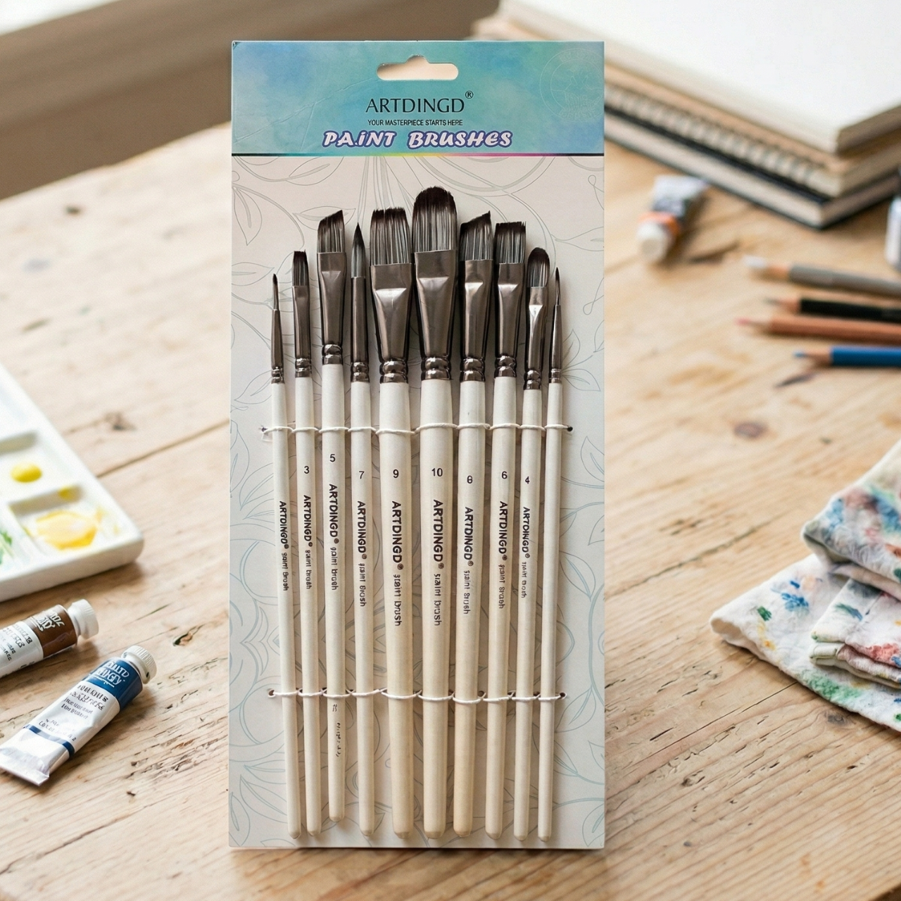10 PCS Professional Art Paint Brushes set Branded Imported Quality Multi Shaped Different Pointed Tip Nylon Hair Artist Acrylic Brush For Acrylic Watercolor Oil Paint | Buy2Enjoy