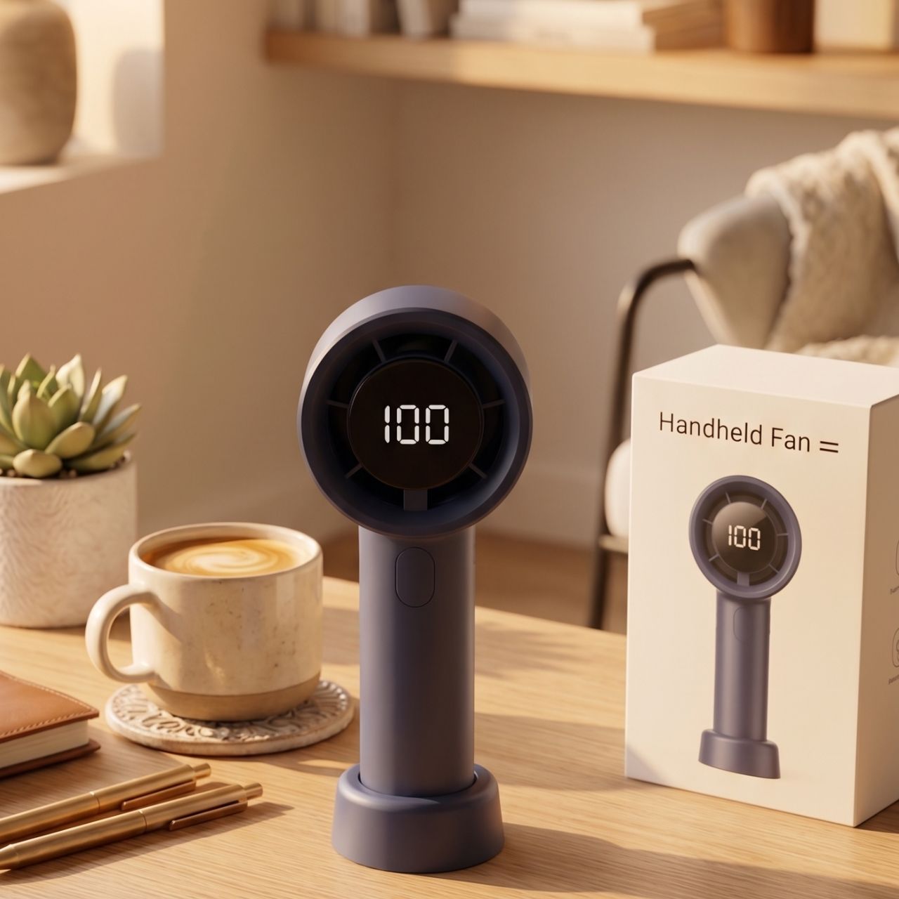 100 Speed Portable Handheld Turbo Fan – USB Rechargeable Mini Cooling Fan with Digital Display & 1800mAh Battery | Strong Airflow Silent Fan for Travel, Office & Outdoor Use | Buy2Enjoy
