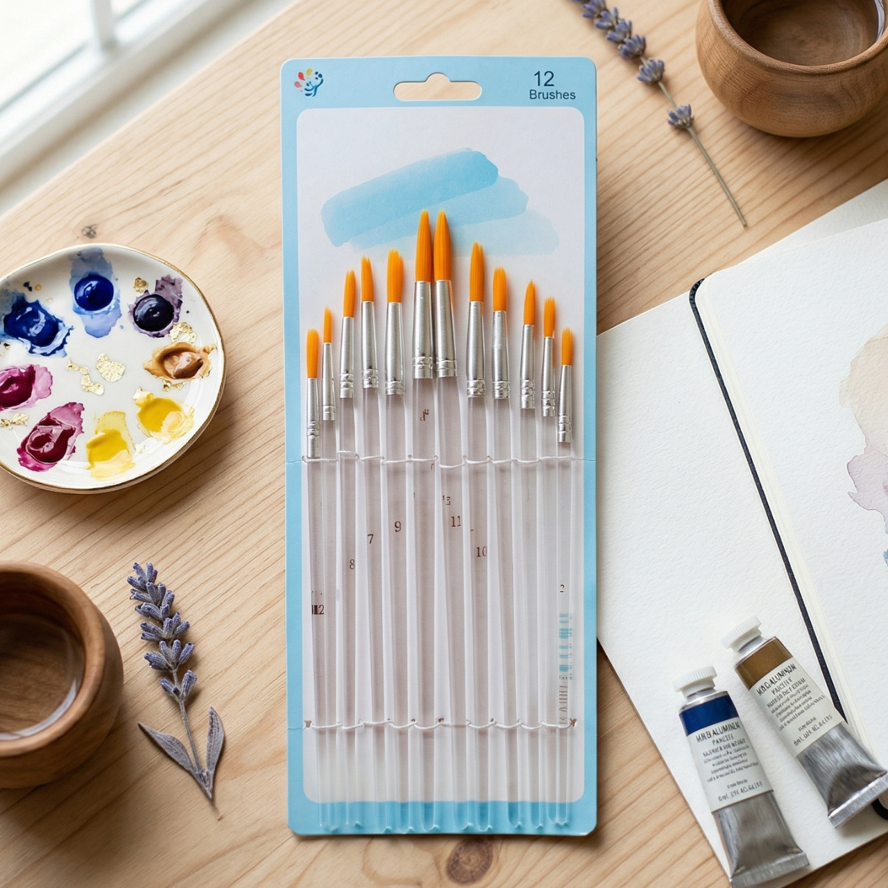 12 Pcs Paint Brushes Artist Water Color Round tip High Quality Paint Brushes Set - Acrylic Artist Paint Brush Set - Oil Painting Brush - Multipurpose Brushes | Buy2Enjoy