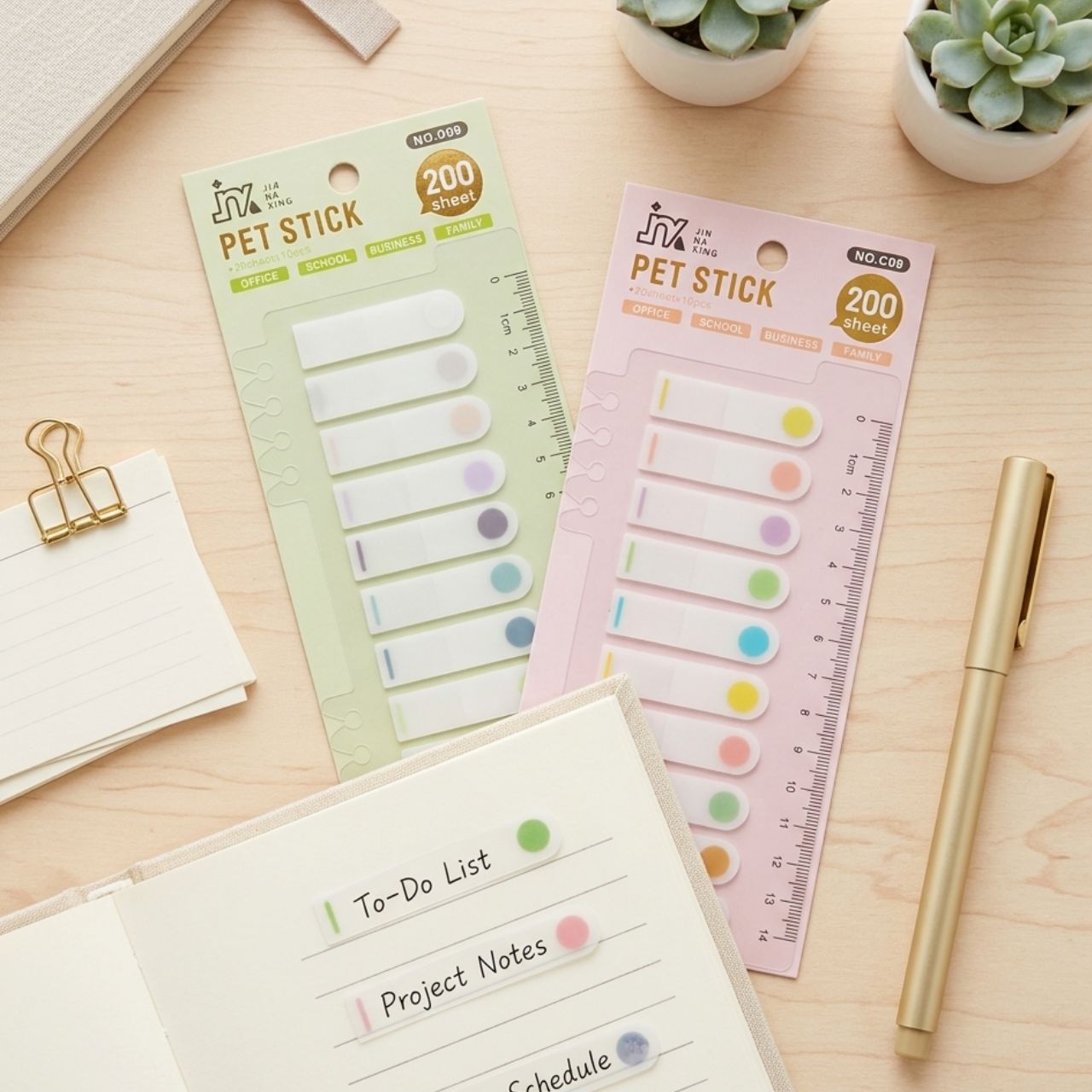 200 Sheets Transparent Index Tabs – Self-Adhesive PET Sticky Note Flags with 10 Colors & Ruler Cute Bookmark Stickers for Planner, Notebook & File Organization | Buy2Enjoy