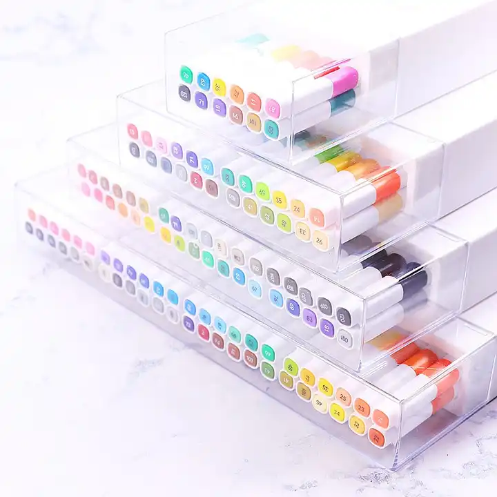 36 PCS Double Sided Sketch Markers with Storage Box Twin Tip Alcohol Markers for Drawing Coloring Illustration Smooth Blend Vibrant Colors | Buy2Enjoy