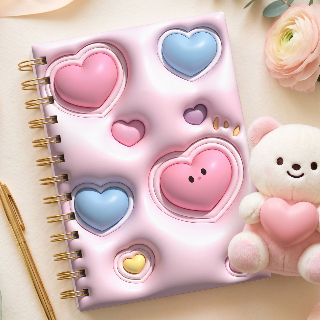 3D Cartoon Mini Spiral Notebook with Pen – A5 Size Cute Fluffy Cover Diary, Large Printed Stationery Notebook for Kids, DIY Craft, Scrapbooking, Journaling & Note-Taking | Buy2Enjoy