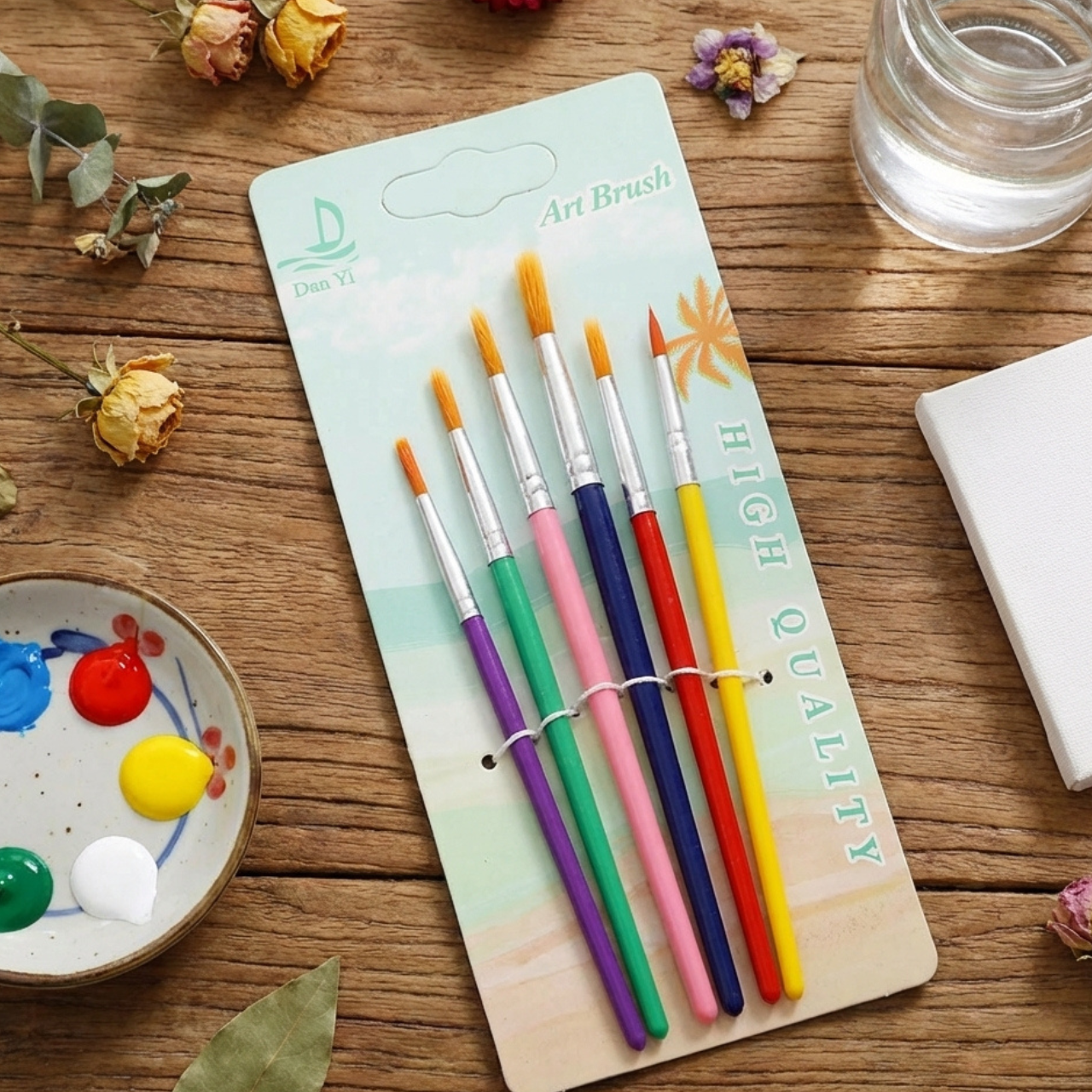 6PCS water color Painting Brush Short Rod Brush Watercolor Pen Professional Art Supplies Fine Tip Paint Brush Set Round Pointed | Buy2Enjoy