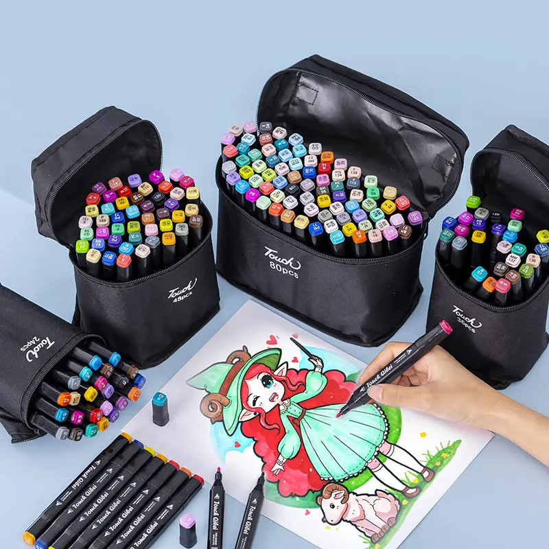 Alcohol Based Sketch Markers Set 12 to 120 Colors Dual Tip Oily Art Markers for Drawing Manga Graffiti Illustration Smooth Blend Permanent Ink Art Supplies | Buy2Enjoy