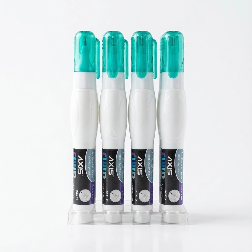 Axis Fluid Correction Pen Whitener 7ml,Quick Dry Metal Tip White Ink Correction Pen for Students and Office Use, Smooth Precise Writing Fix,Easy Whitener Pen Set 4 Pcs | Buy2Enjoy