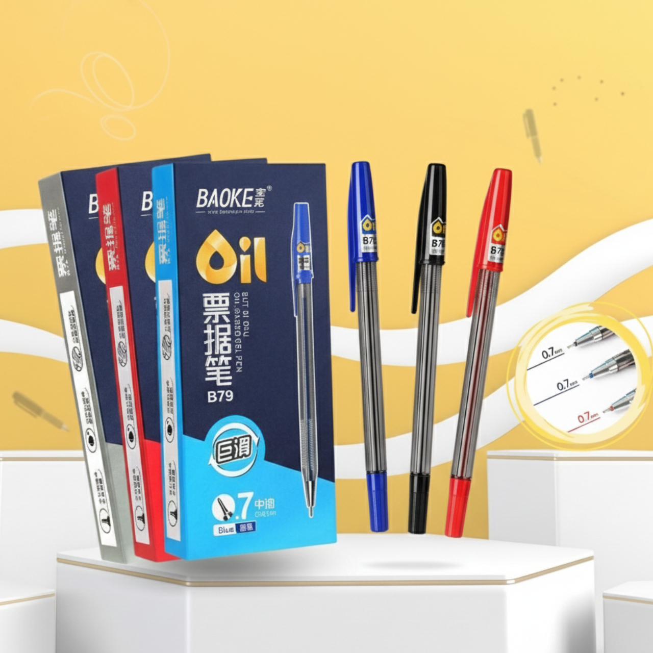 BAOKE B79 0.7mm Ballpoint Pen Set Smooth Oil-Based Quick-Dry Ink, Smudge-Resistant Fine Needle Tip Pens for School & Office Blue & Black Options | Buy2Enjoy