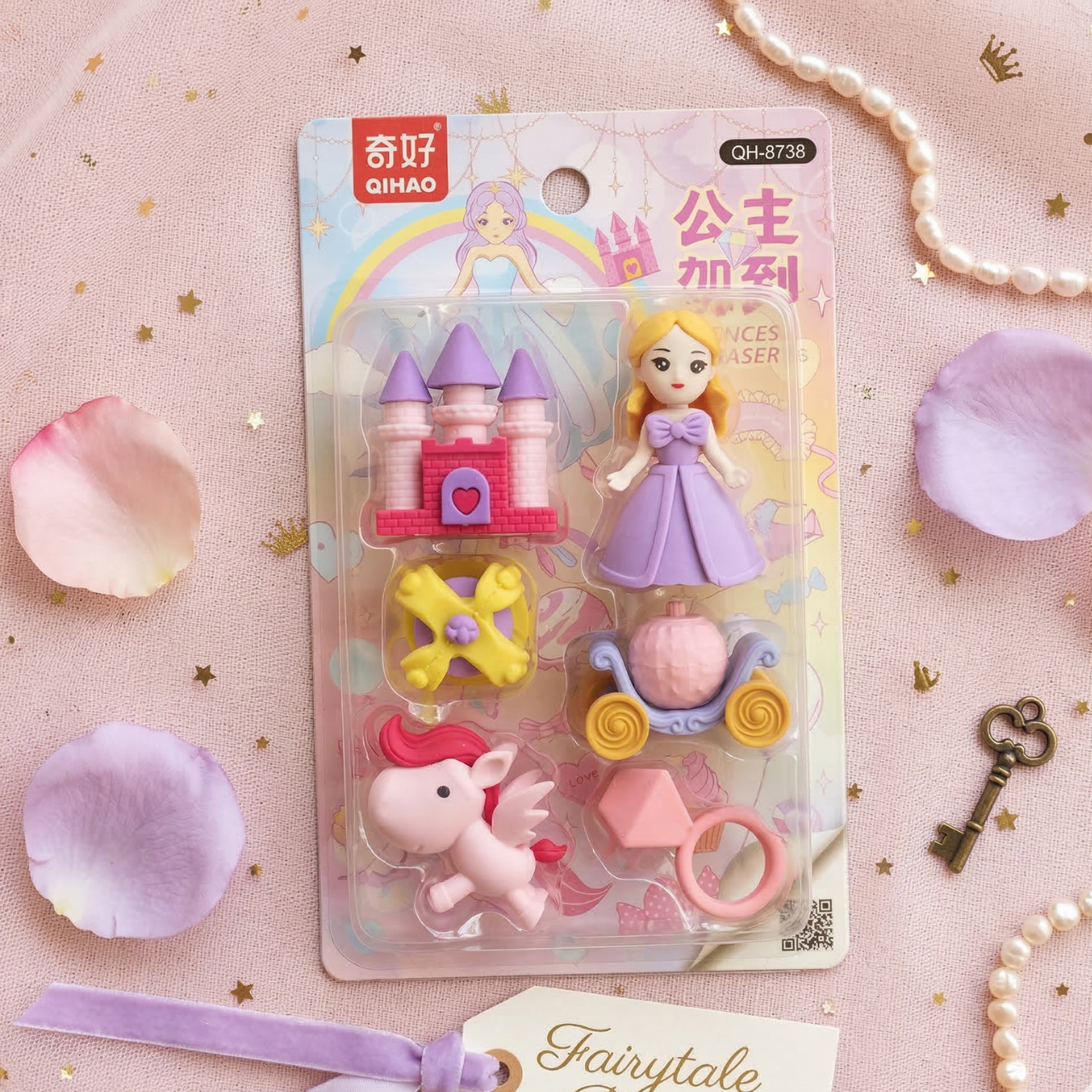 Barbie Fancy Erasers Pack of 10 – Cute Cartoon Erasers for Kids, Barbie, Castle, Ring & Flying Dragon Design School Stationery | Buy2Enjoy