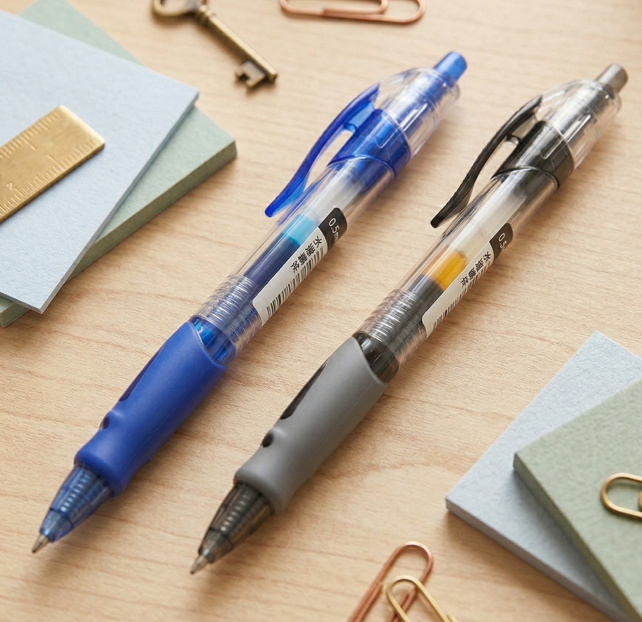 Bear Taidi TDS08 Flow Line Gel Ink Pen | Extremely Smooth 0.5mm Tip Quick Drying ink No Dirty Hands, Smooth writing refillable Gel Pen Both Blue and Black | Buy2Enjoy