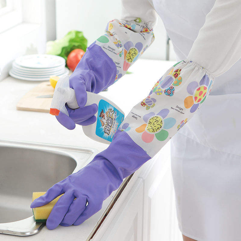 Best Quality Long Washing Gloves, Waterproof PVC Dishwashing Cleaning Gloves, Non Slip Grip with Soft Inner Lining, Comfortable Gloves for Kitchen, Gardening & Daily Use |Buy2Enjoy