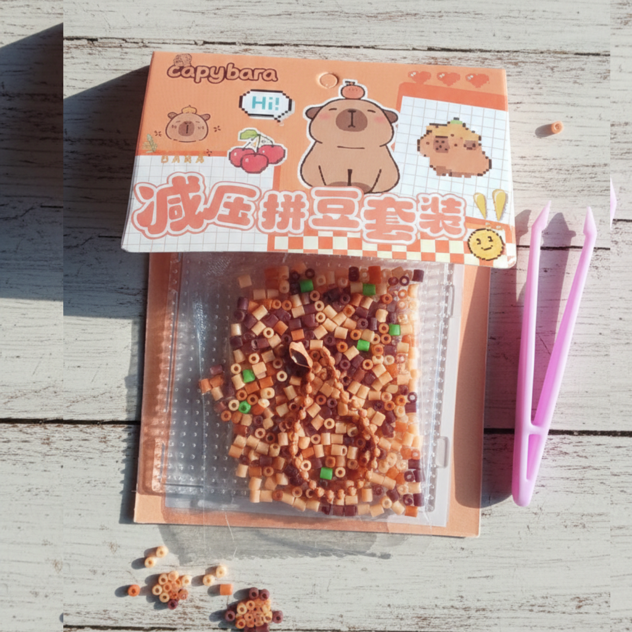 Cute Capybara Pixel Art Fuse Beads Kit DIY Perler Melting Beads Craft Set with Pegboard, Tweezers & Multicolor Beads Stress Relief Creative Puzzle for Kids & Beginners | Buy2Enjoy