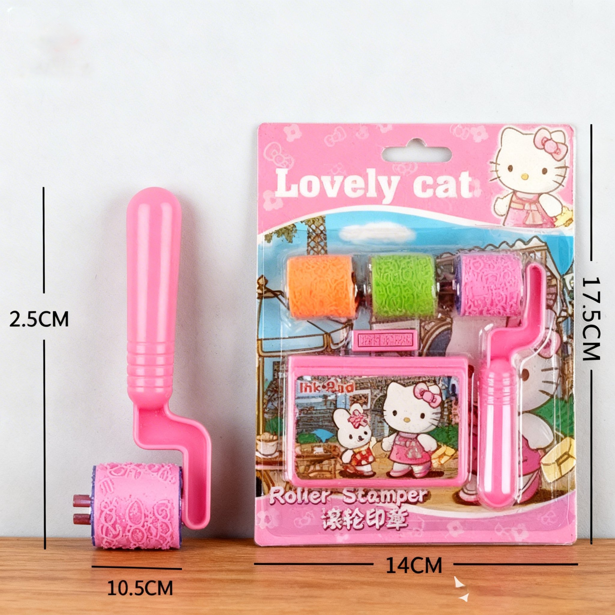 Cute Cartoon Roller Stamper for Kids, Handle Wheel Rolling Stamp with Ink Pad for DIY Diary Scrapbooking Crafts, School Reward Party Favor Gift for Boys Girls | Buy2Enjoy