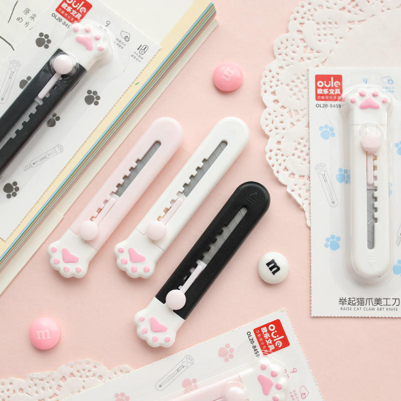 Cute Kawaii Paw Mini Cutter, Creative Stationery Knife for Paper Craft Cutting, Stainless Steel Portable Safety Cutter, Unboxing Tool for School, Office & Home Use | Buy2Enjoy