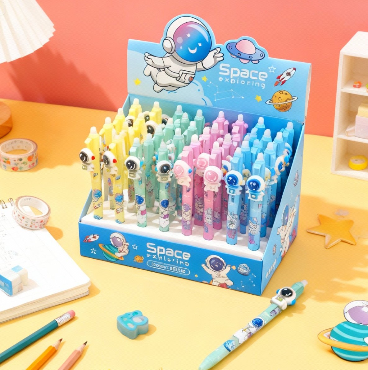 Cute Kawaii Spaceman Erasable Pen 0.5mm Blue Ballpoint Click Eraser Pen Astronaut Design for Kids Students School Writing Supplies | Buy2Enjoy