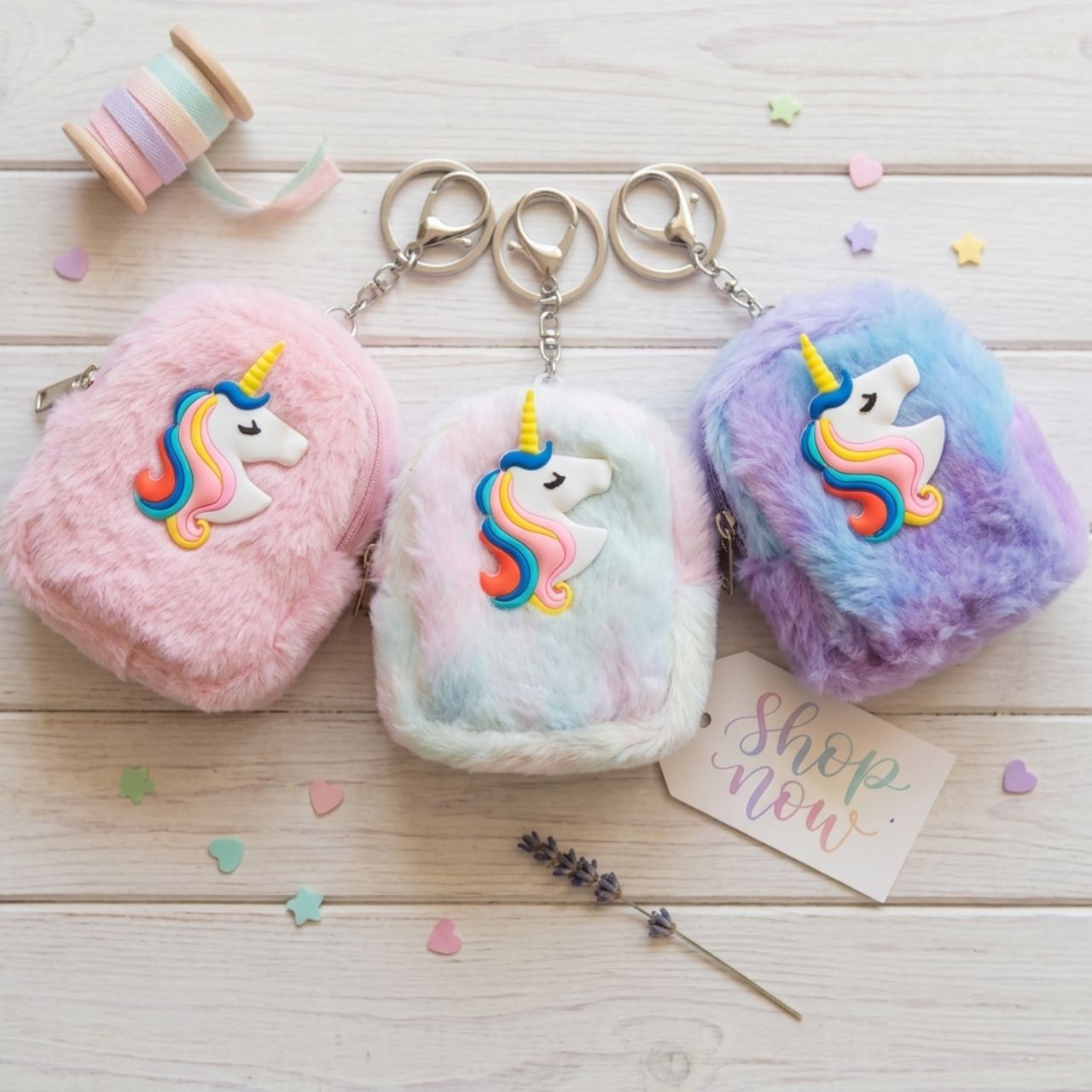 Cute Kawaii Unicorn & Character Coin Purse Plush Mini Zipper Wallet with Keychain Soft Fluffy Coin Pouch for Cards, Keys & Small Essentials | Buy2Enjoy