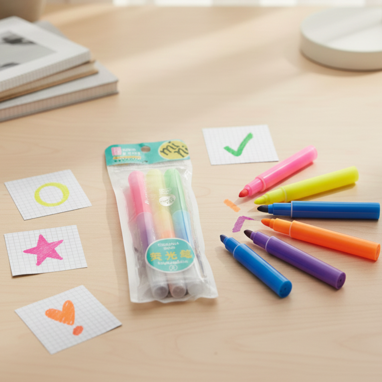 Cute Mini Highlighter Set 6 PCS Kawaii Multicolor Fluorescent Markers Premium Quality School Stationery Student Supplies Japanese Style | Buy2Enjoy