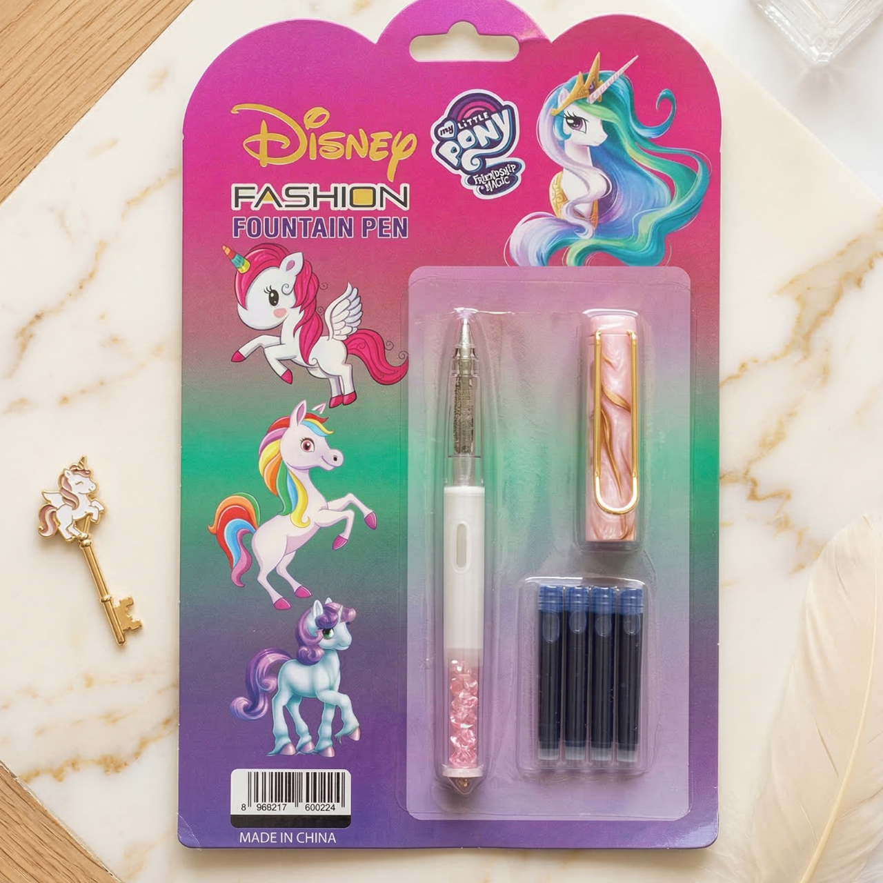 Cute Unicorn Fountain Ink Pen for Girls – Disney Style Floral Fashion Pen with Refill Ink Friendship Magic Writing Pen for School, Journaling & Gifts | Buy2Enjoy