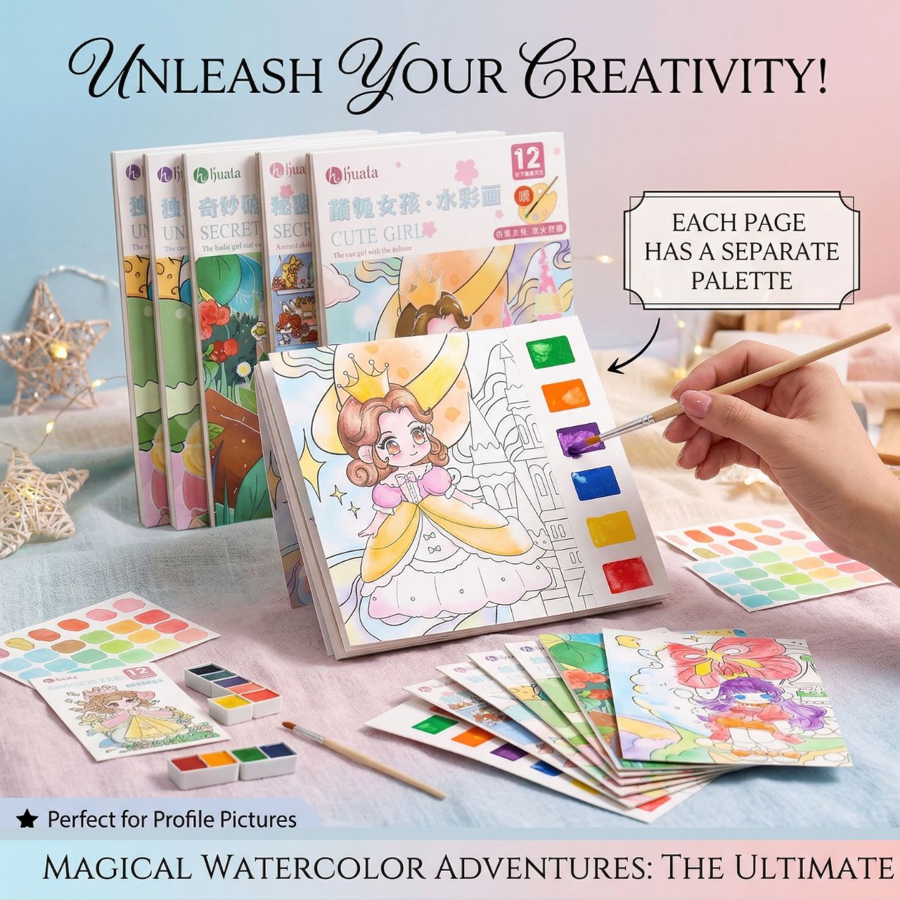 Cute Watercolor Coloring Book 12 Pages with 2 Brushes Magic Water Painting Book for Kids Reusable Doodle Art Learning Activity Toy | Buy2Enjoy
